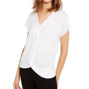INC White Eyelet Twist Front Top New With Tags